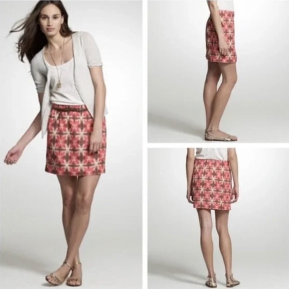 J Crew Wednesday Tie Dye Mini Skirt Ikat Print Pull On Silk Linen - Picture 1 of 4